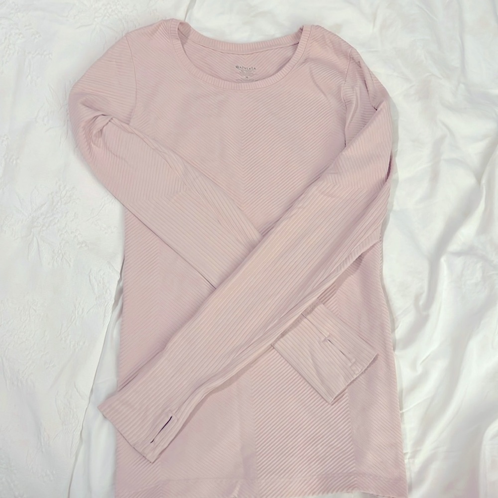 Athleta Ribbed Compression Long Sleeve Workout Top Size Medium